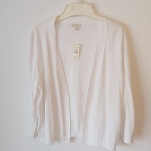 Talbots White Knit Shrug Cardigan Sz. L NEW